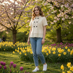 CLASSIQUES ENTIRE White Merino Wool Short Sleeve Coat Women's Layered Jacket Top