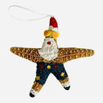 Santa Claus Starfish Shell Christmas Ornament Handcrafted 5" Coastal Hawaiian VG