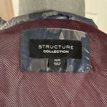 STRUCTURE Jax Cargo Jacket M Camo Hooded Athletic Zip Front Windbreaker Blue EXC