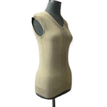 Isaac Mizrahi Women's Tan Silk Blend Sleeveless Knit Top M Pattern Collar EXC