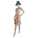 Susan Lucci White Sheer Floral Print Cover Up Tunic Dress 10 Ruched Beach NWT