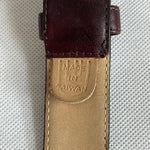Vintage Christian Dior Burgundy Brown Aniline Leather Gold Buckle Womens Belt 32