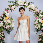 J.Crew Women's White Linen Strapless Prom Dress 6/S Fit Flare Knee Length VG