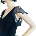 Jones New York Vintage Black Ruffle V-Neck Open Back Maxi Ball Gown Dress 10