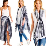 Michael Stars Viscose Ruana Scarf Wrap Black White Alligator Print One Size NWT
