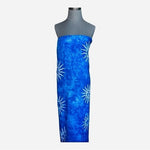 Hawaiian Tropical Blue White Sun Sarong 68"x48" Fringe Beach Cover Up Rayon EXC