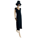 Jones New York Vintage Black Ruffle V-Neck Open Back Maxi Ball Gown Dress 10