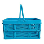 Blue Plastic Foldable Storage Basket 15"x10"x8" Organizer Bin Bathroom Toys G+
