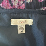 ECOTE High-Low Dress Size M Navy Blue Pink Floral Sheer Double Layer Very Good