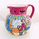 Certified International Cafe Girl Ceramic Pitcher Jennifer Brinley 8.5" NWOT