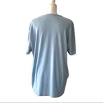T&B Blue Cotton Polyester Blend Button Front Short Sleeve Relaxed Fit Mens Tee L