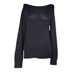 Lauren Ralph Lauren Women's Black Ribbed Knit Boat Neck Sweater L Off Shoulder