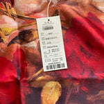 ASILK Red Watercolor Floral Mulberry Silk Scarf Wrap Cover Up NWT