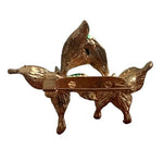 Vintage Green Crystal Butterflies Brooch 2"x1.25" Gold Tone Pin VG