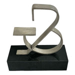 Ampersand Iron Sculpture Black Granite Base Silver Decorative Figurine 10" VG