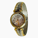 Women's Timex T21854 Pleasant Street Two-Tone Watch White Dial Expansion Band G