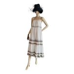 Rip Curl Vista Maxi Dress M White Grey Metallic Layered Cotton Spaghetti NWT