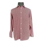 Debenhams Men's Pink Red Checked Plaid Shirt 16.5 Long Sleeve Classic Fit VG
