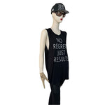 CHIN UP Apparel Womens Tank Top XL Black White NO REGRETS JUST RESULTS Workout