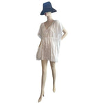 Old Navy Womens Beach Dress M White Cotton Paisley Embroidered Tunic Cover Up VG
