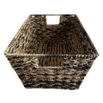 Wicker Rectangular Storage Basket 15x10x7" Brown Handles Crate Bin Organizer G+