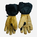 GORDINI Black Beige Leather Palm Nylon Polyurethane Ski Snow Gloves Sz Small G+