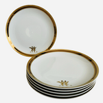 Vintage Fukagawa Arita Japan Gold Rim Monogram Plates Set of 6 Hand Painted EXC