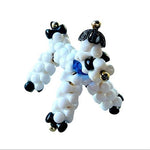 Vintage Artisan White Beads Poodle Statue Dog Figurine Dog Lover Gift Souvenir