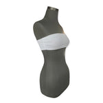 PrettyLittleThing Women's White Bandeau Swim Top 2 Nylon UV Protection NWT