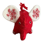 Handmade Wool Elephant Snowflake Christmas Tabletop Decoration 3x4x3 Nepal VG