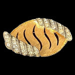Vintage 1950s BSK Silver Gold Rhinestone Brooch Pin 2.1"x1.4" Signed Collectible