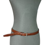 Men’s Brown Leather Belt with Silver Solid Brass Buckle Size XL