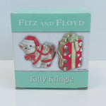 Fitz & Floyd Kitty Kringle Christmas Cat Salt Pepper Shaker Set Hand Painted 2.7