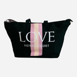 Victoria’s Secret Love Tote Canvas Striped Weekend Travel Bag NWT
