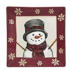 St. Nicholas Square Yuletide Snowman Salad Plate 8" Hand-Painted Stoneware EXC