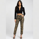 JUST USA Black Label Python Print Jeans Gold Women Size 30