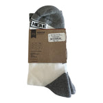 2 Pair MADE HERE Founder Crew White Grey Black Striped Unisex Socks Sz L/XL NWT