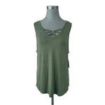NO BOUNDARIES Womens Tank Top XXXL Green V Neck Ring Accent Rayon Stretch NWT
