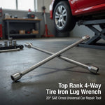 Top Rank 4-Way Tire Iron Lug Wrench 20" SAE Cross Universal Car Repair Tool G+