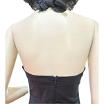 Flavio Castellani Women's Black Halter Cocktail Dress M Open Back Ruffle Flare S