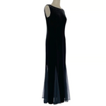 JESSICA HOWARD Womens Dress 12 Black Velvet Beaded Embroidered Maxi Evening EXC