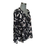 KARL LAGERFELD Floral Chiffon Blouse Long Sleeve Button Front Size M NWT