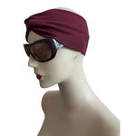 Womens Extra Wide Burgundy Headband Turban Knotted Bandana Boho Hair Accessory