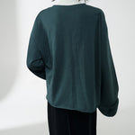 ZARA Trafaluc Womens Sweatshirt L Green Crewneck Faux Fur Trim Long Sleeve VG