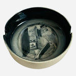 Vintage El Campanello GTO Mexico Ashtray 3.25" Black White Ceramic Hand-Painted
