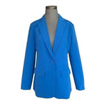 MODERN LUXE Women's Royal Blue Blazer Size L Single Button Long Sleeve NWOT