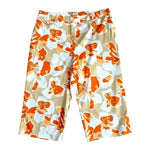 Chico's Womens Orange Tan Floral Print Capris Size 1.5 (US 10) Stretch Cotton VG
