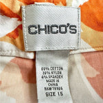Chico's Womens Orange Tan Floral Print Capris Size 1.5 (US 10) Stretch Cotton VG
