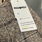 MAGE MALE Mens Check Blazer XL Tan Grey Brown Single Button Tweed Jacket NWT