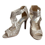 Touch Ups Margot Gold Beige Perforated Heeled Sandals Women’s Size 8.5